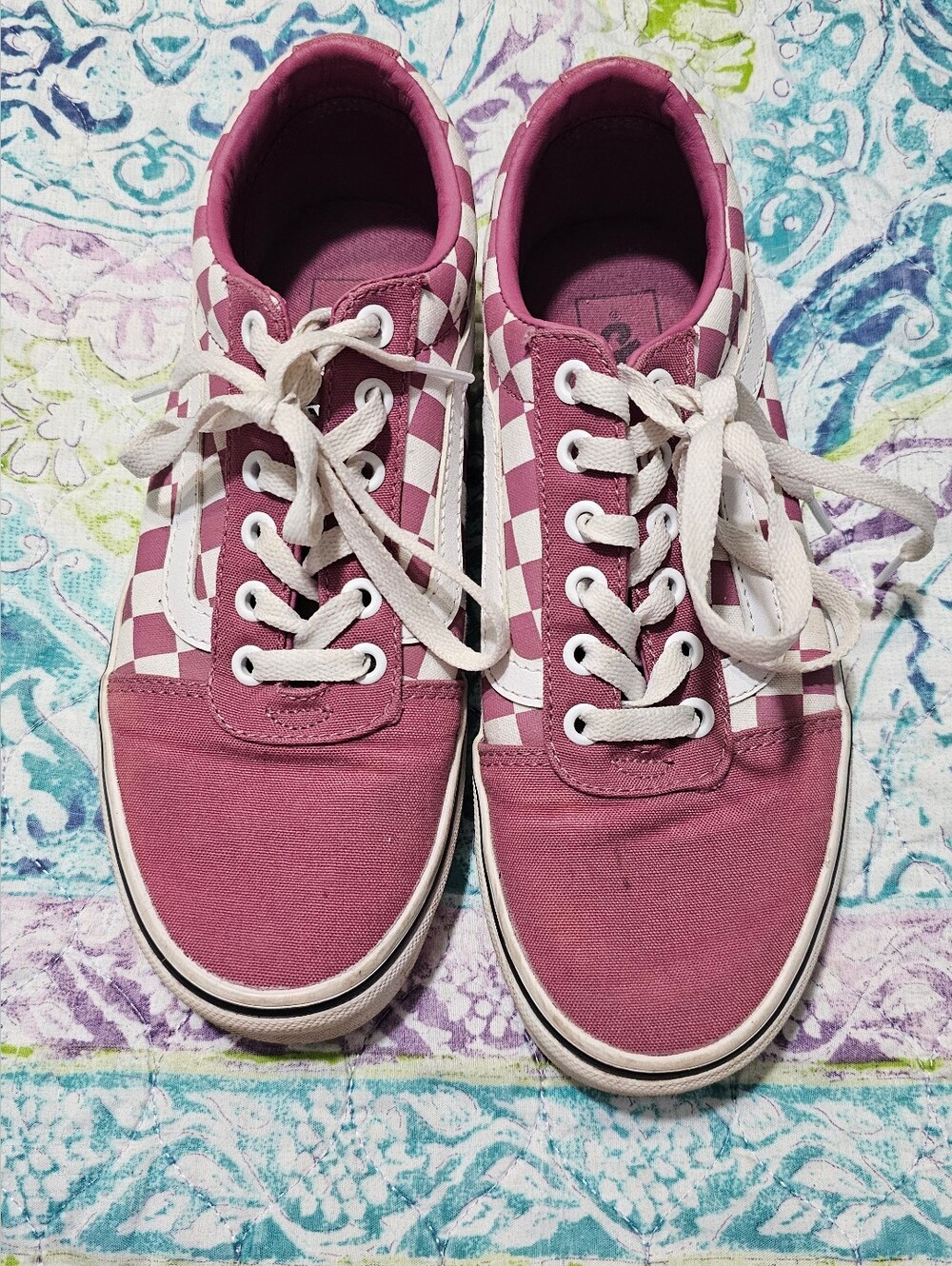 Vans Women's Pink Checkerboard Low-Top Sneakers Size 8